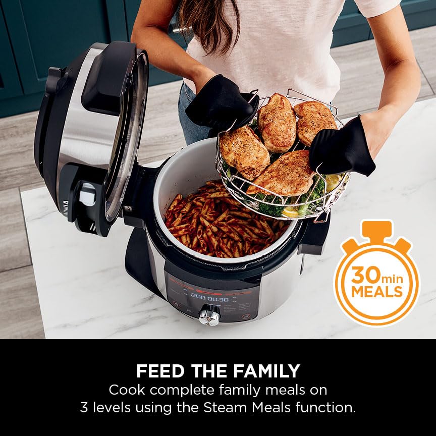 Ninja Foodi MAX 15-in-1 SmartLid Multi-Cooker 7.5L [OL750UK] Smart Cook System, Digital Cooking Probe, Electric Pressure Cooker, Air Fryer