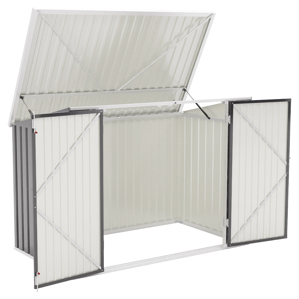 7x3ft Charcoal Black/Green/Grey Lockable Steel Garden Storage Shed