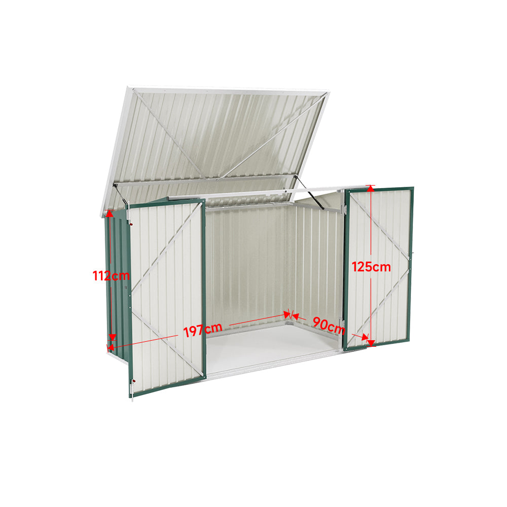 7x3ft Charcoal Black/Green/Grey Lockable Steel Garden Storage Shed