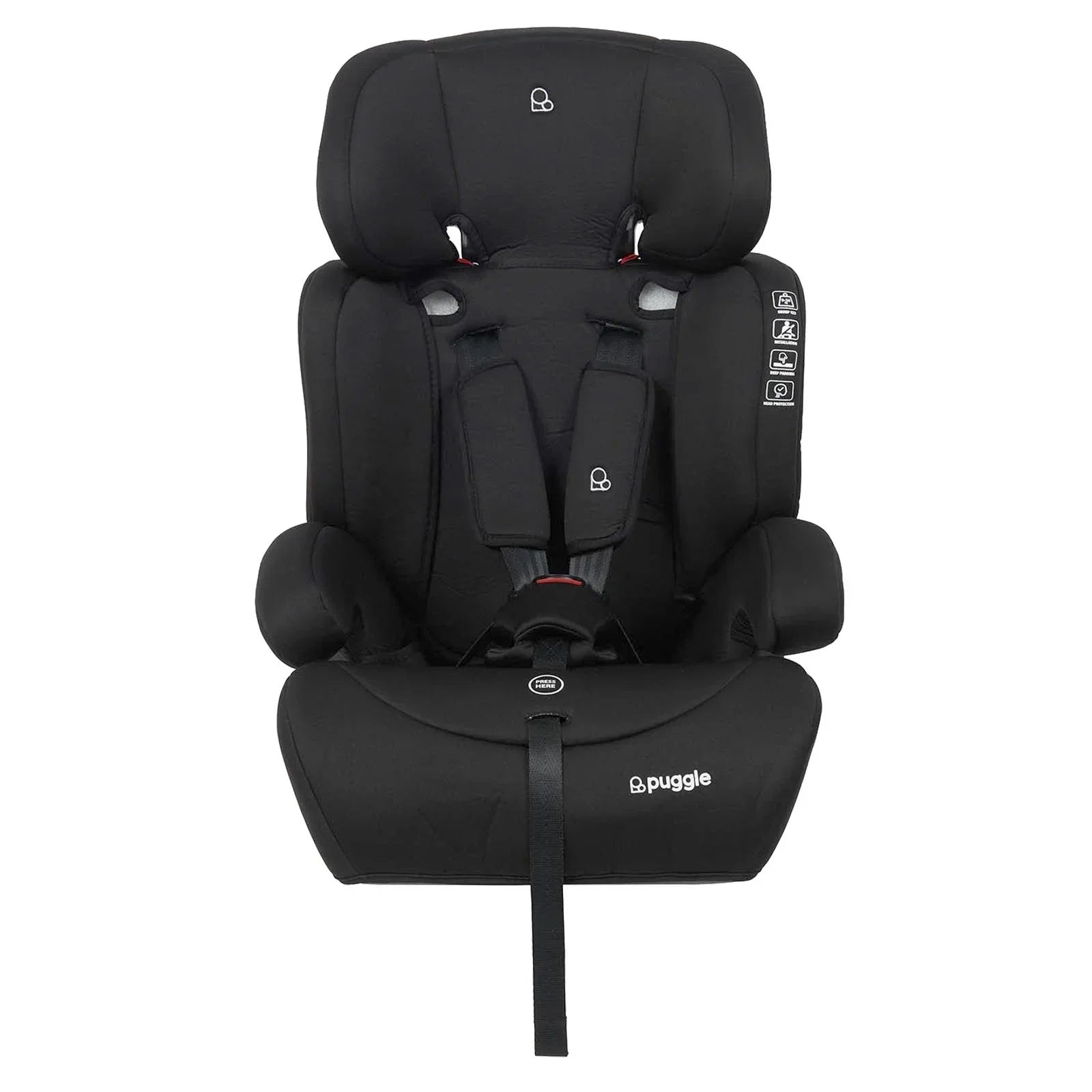 Puggle Maxi Gro Comfort Group 1/2/3 Eco Car Seat Booster Seat - Storm Black (9 Months-12 Years) by Puggle