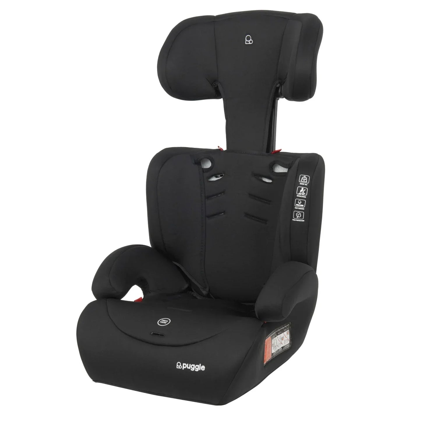 Puggle Maxi Gro Comfort Group 1/2/3 Eco Car Seat Booster Seat - Storm Black (9 Months-12 Years) by Puggle