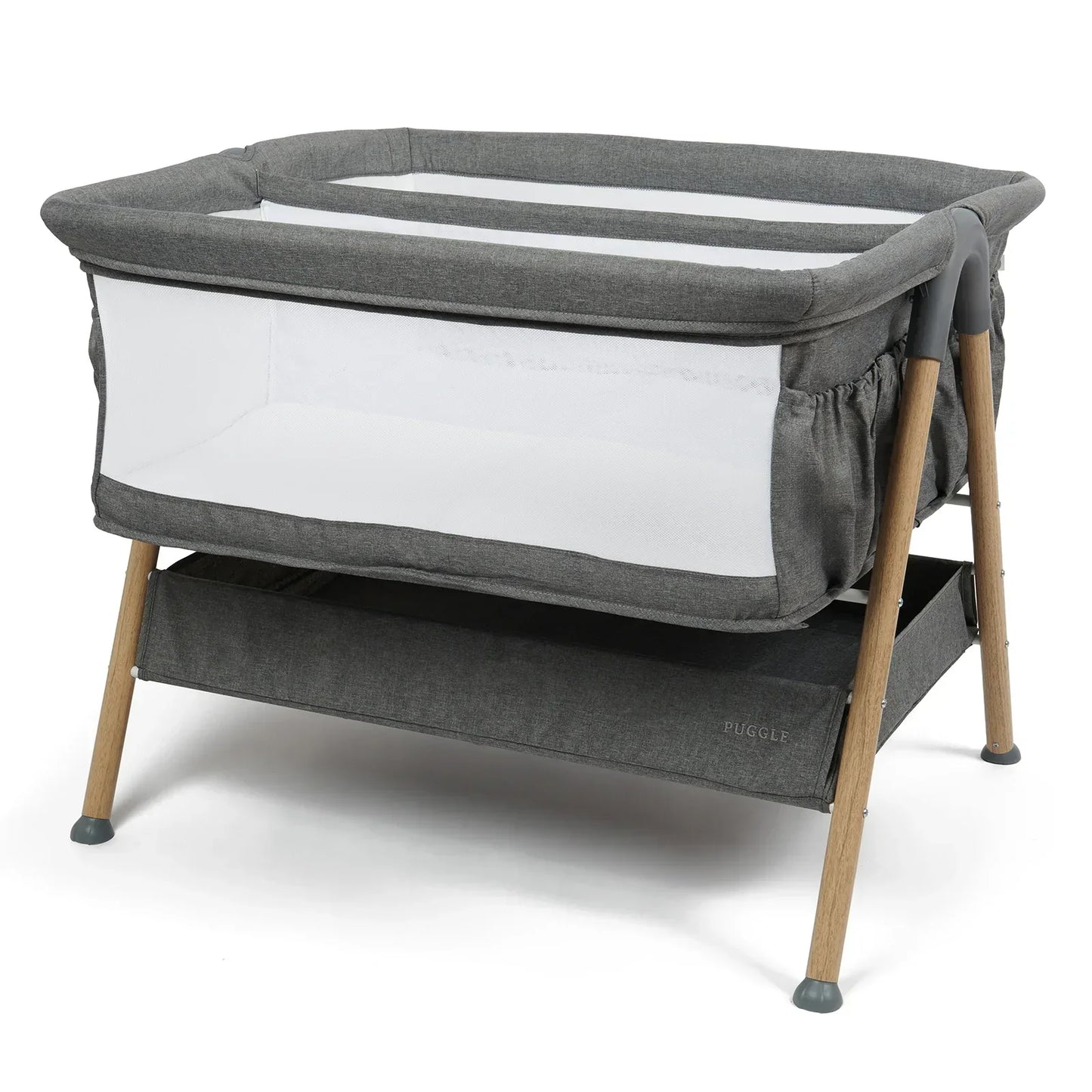 Puggle Dreamy Twin Bedside Crib - Grey by Puggle