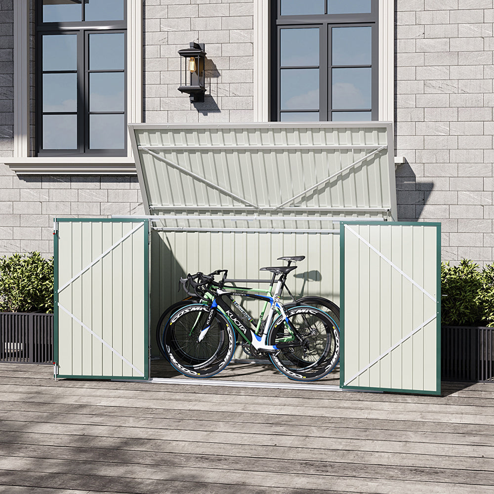7x3ft Charcoal Black/Green/Grey Lockable Steel Garden Storage Shed