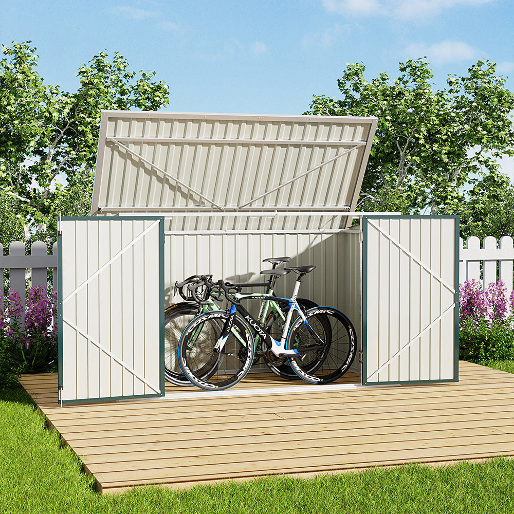 7x3ft Charcoal Black/Green/Grey Lockable Steel Garden Storage Shed