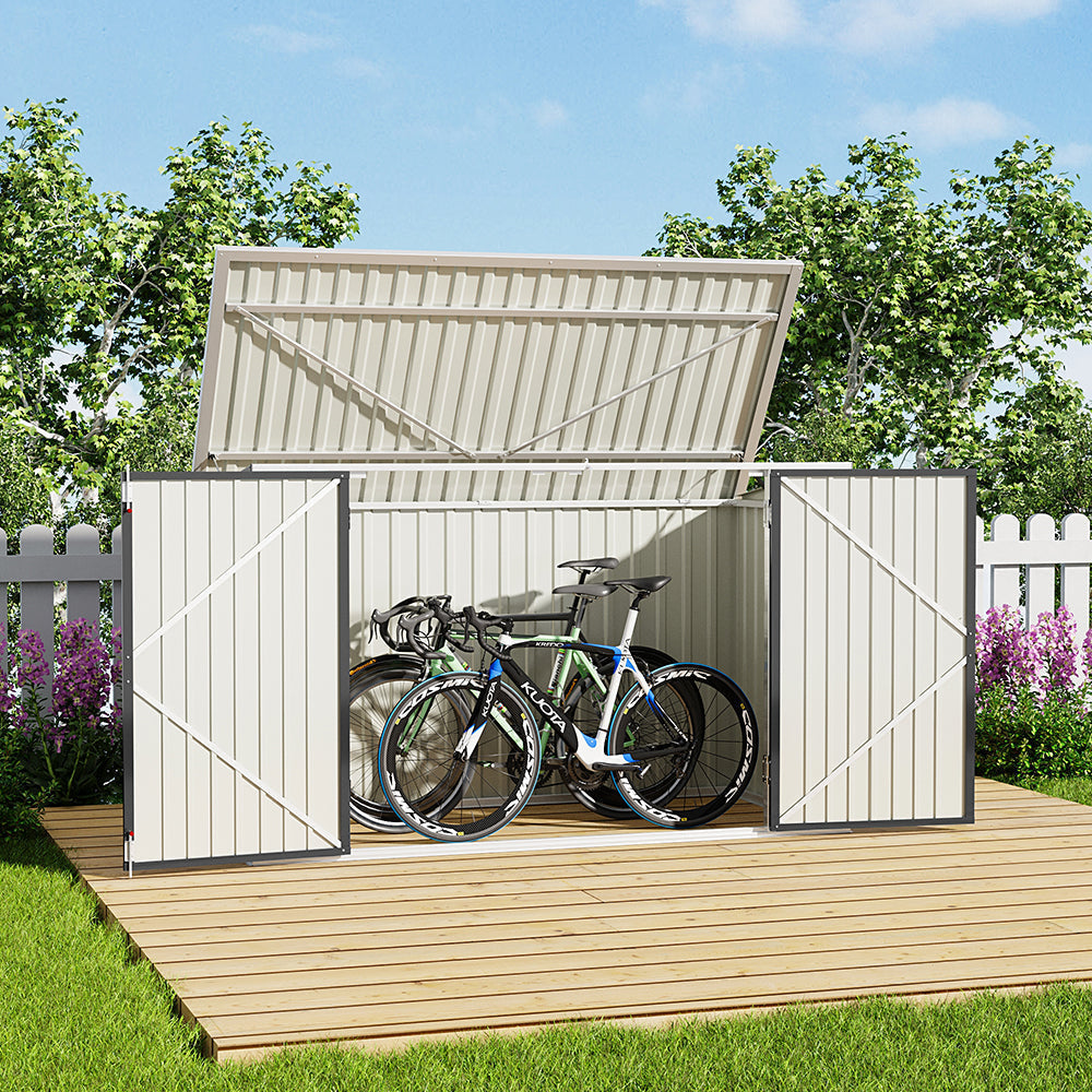 7x3ft Charcoal Black/Green/Grey Lockable Steel Garden Storage Shed
