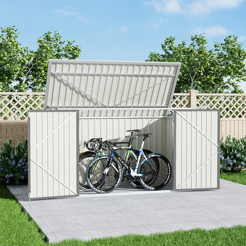 7x3ft Charcoal Black/Green/Grey Lockable Steel Garden Storage Shed