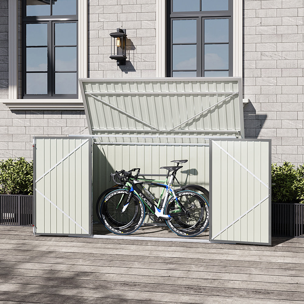 7x3ft Charcoal Black/Green/Grey Lockable Steel Garden Storage Shed