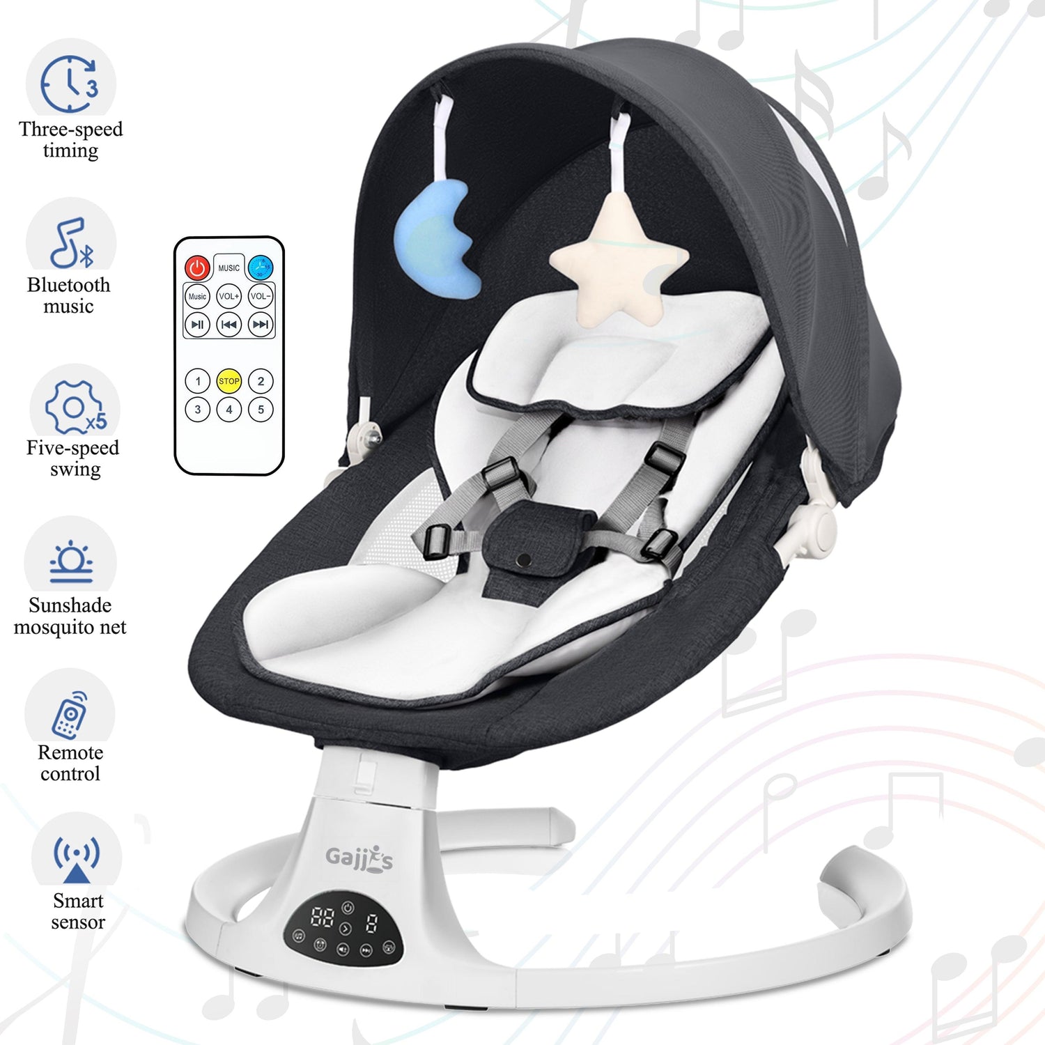 Electric Baby Swing Rocker Chair with Bluetooth & Remote by FK Sports