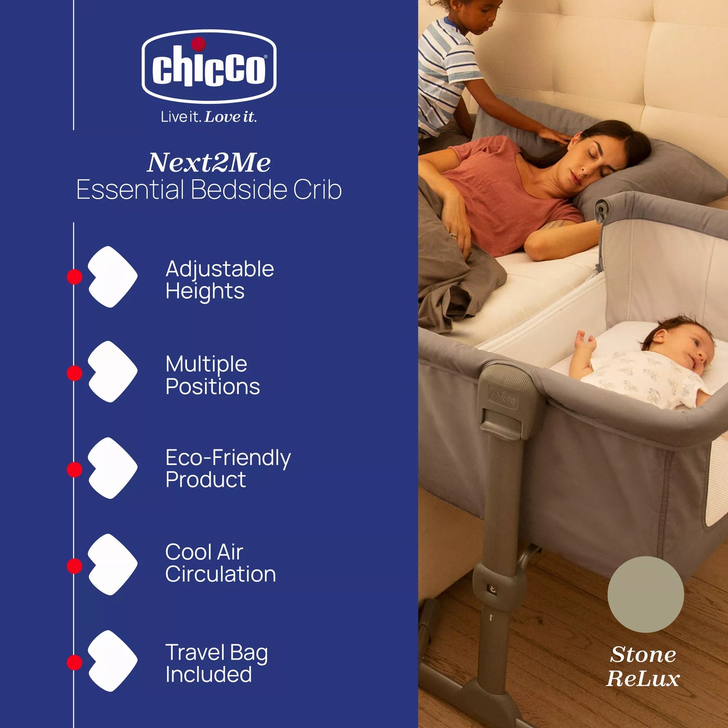 Chicco Next2Me Essential Bedside Crib in Dune by Chicco