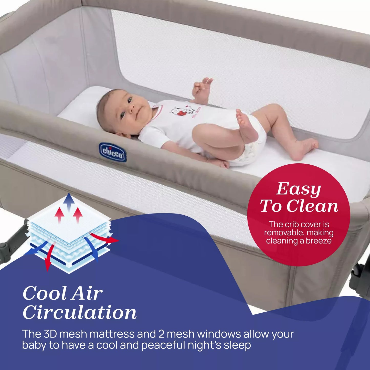 Chicco Next2Me Essential Bedside Crib in Dune by Chicco